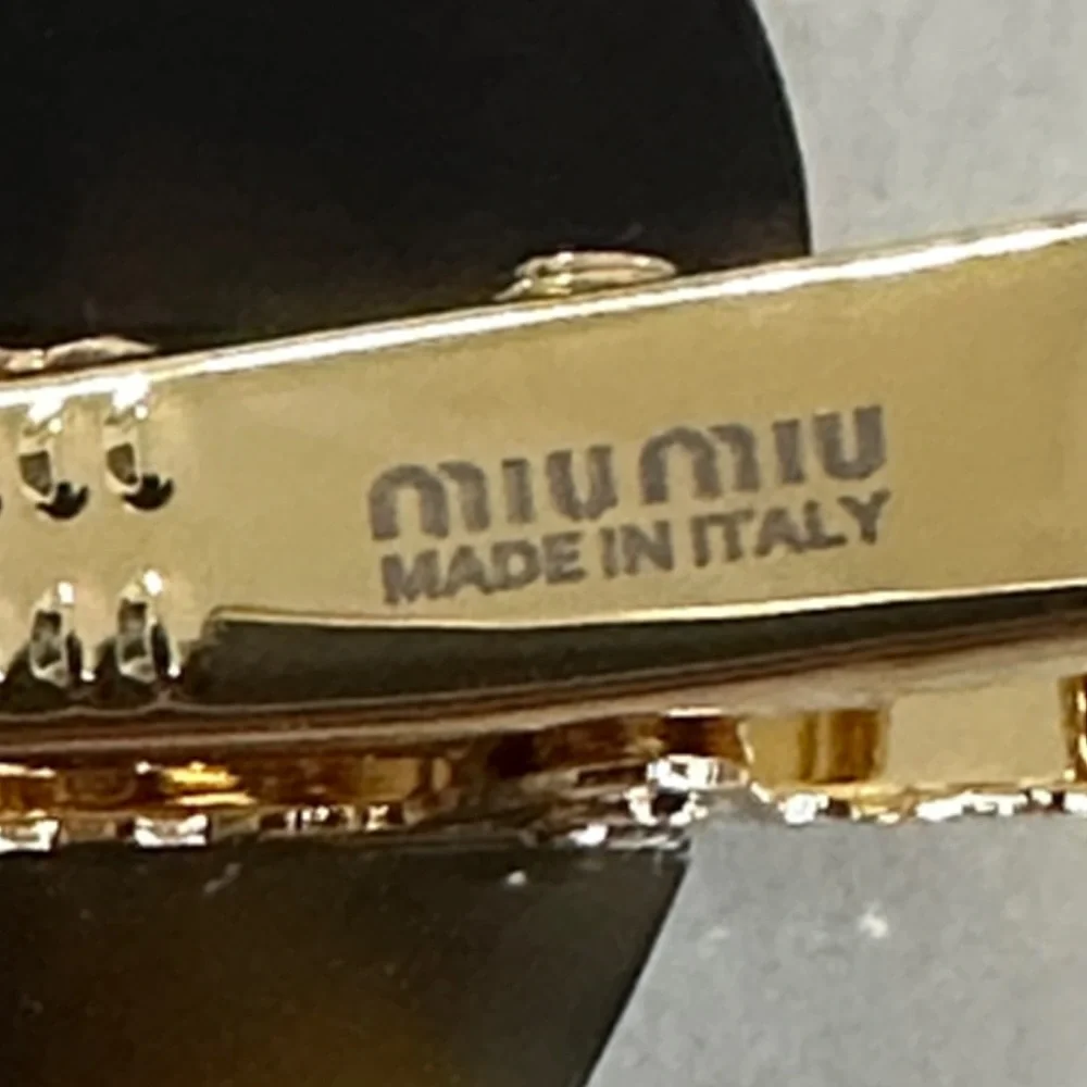 Miu Miu Tortoiseshell Heart Hair Clip with Gold Accents